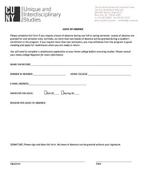 Leave of Absence Form - Blank Fillable Template | Fill Out, Print ...