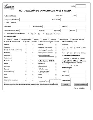 Completable En línea inac gob NOTIFICACI N DE IMPACTO CON AVES Y FAUNA ...