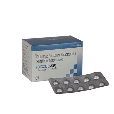 Diclofenac Sodium(IP)50mg +Paracetamol(IP) 325mg+ Serratiopeptidase 10