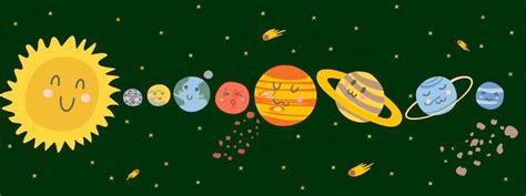 Niedliches und lustiges Sonnensystem mit Kometen und Asteroidengürtel ...