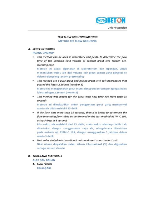 Image result for Grout Flow Test Procedure