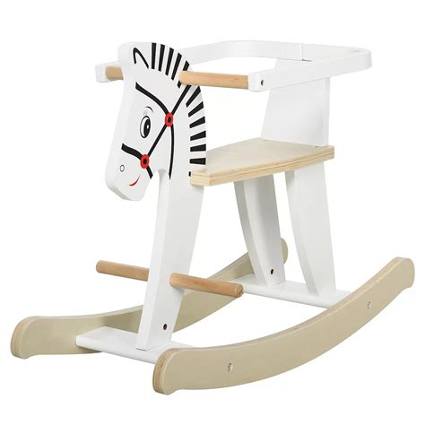 Qaba Wooden Rocking Horse Toddler Baby Ride on Toys for Kids 1 3 Years ...