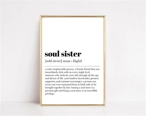 Gift For Best Friend Soul Sister Definition Print Friendship Gift For ...