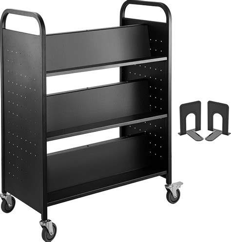 Amazon.com: VEVOR Library Cart Book Cart 6-Shelf, Rolling Library Book ...