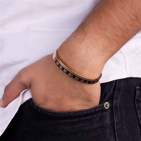 Buy Silver and Rose Gold Roman Numbers Bracelet for Men | Mesmerize