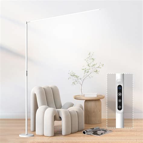 SAMPHON LED Reading Floor Lamp, White Standing Lamp with Touch Control ...