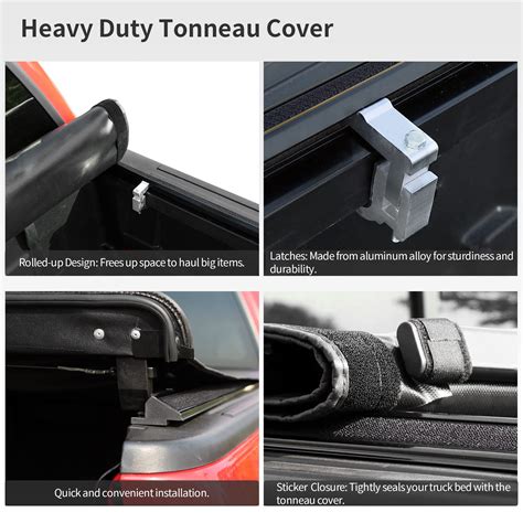 oEdRo Soft Roll up Truck Bed Tonneau Cover Compatible with 2014-2018 ...