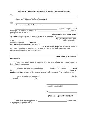 Nonprofit Copyright Reprint Request - Blank Fillable Template | Fill ...