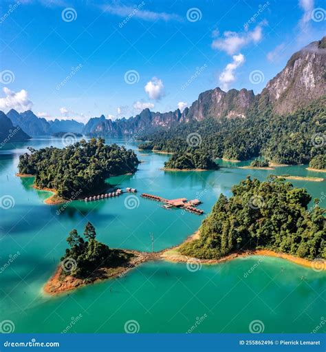 Aerial View of Khao Sok National Park Cheow Lan Dam Lake in Surat Thani ...