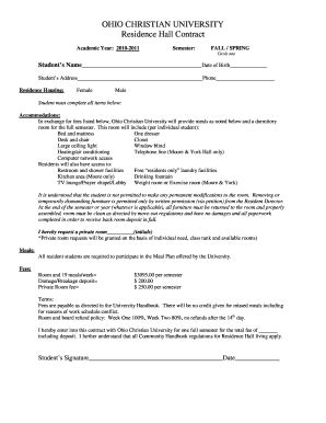 Fillable Online ohiochristian howard university roommate preference ...
