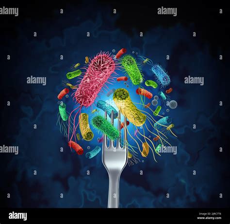 Bacteria food outbreak and bacterial infection as a microscopic background as dangerous ...