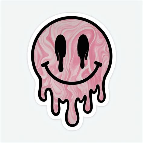 Melting Soft Pink Smiley Face Dripping Sticker - Playground