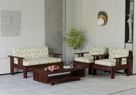 Buy Jako 2+1+1 Seater Wooden Sofa (Walnut Finish) Online in India ...