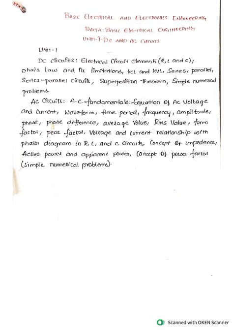 BEEE Unit 1 (a) DC Circuits (direct current) - BASIC ELECTRICAL AND ...