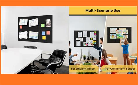 Tusmad 6 Pcs Black Felt Bulletin Board 30x30cm Self-Adhesive Wall ...