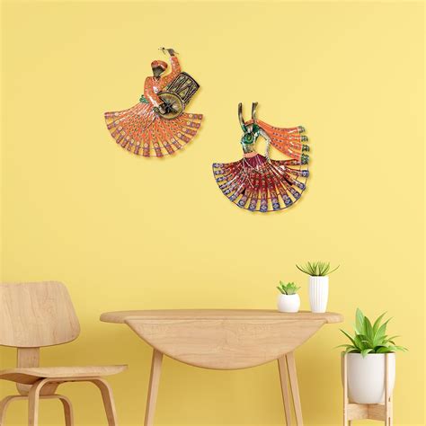 Ekhasa Rajasthani Dancers Metal Wall Decoration Items For Living Room ...