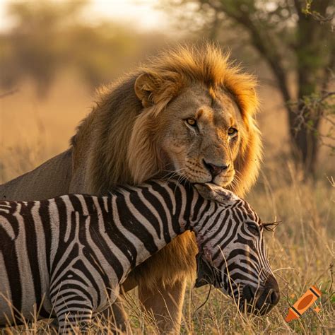 Lion eating a zebra with mouth wide open on Craiyon