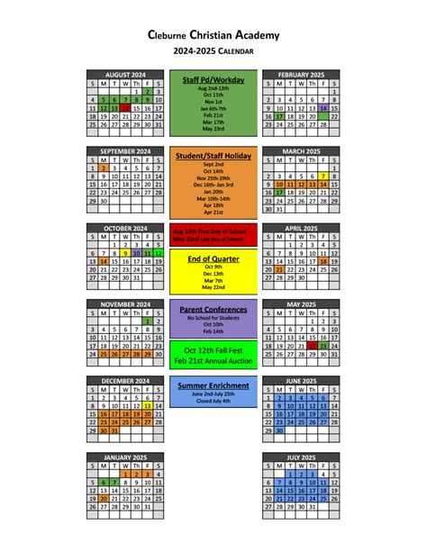 Calendar | Cleburne Christian Academy