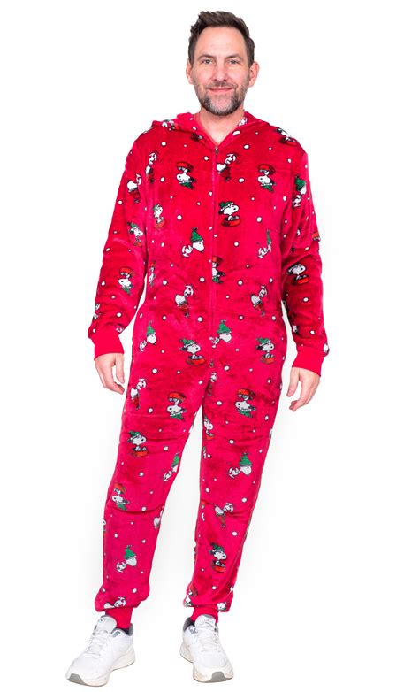 Officially Licensed Peanuts Snoopy Adult Unisex Onesie Pajama Zip Up Union Suit Sleepwear ...
