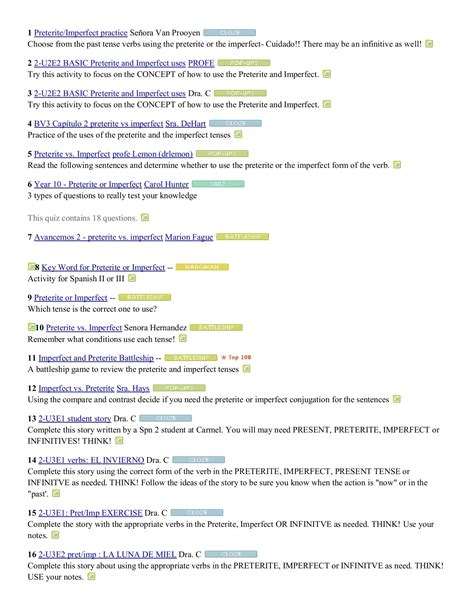 Preterite Vs Imperfect Practice Worksheets