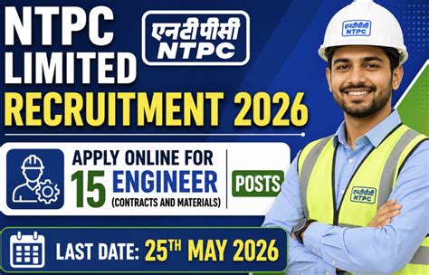 NTPC Limited Engineer Recruitment 2026 – Apply Online for 15 Posts ...
