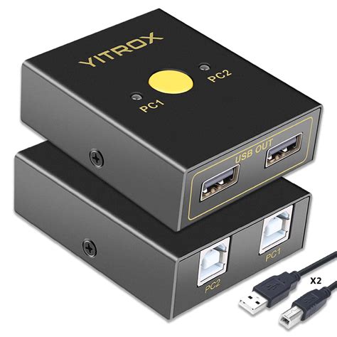 USB Switch Selector 2x2, 2 Computers Sharing 2 USB Devices, 2 Port USB ...