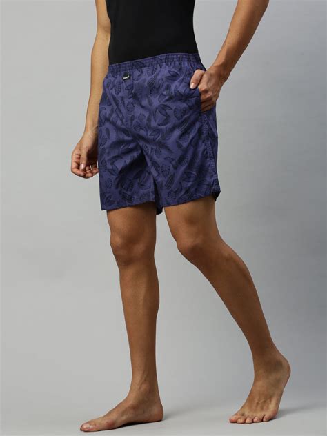 Unibro Men Dark Blue Printed Woven Boxer Long WB26