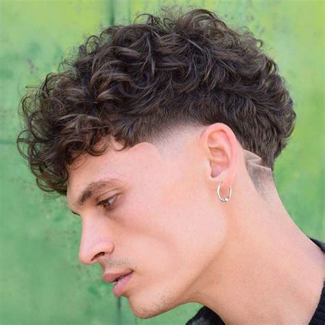 Fade Haircut Curly Hair White