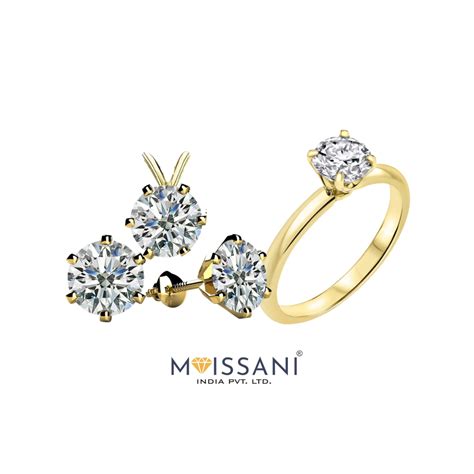 Moissanite Round Shape Solitaire Combo Pack - Moissani.in