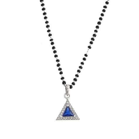 Sparkling Essentials Blue Triangular Mangalsutra Set – VOYLLA