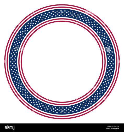 National flag of United States motif, circle frame with stars and ...