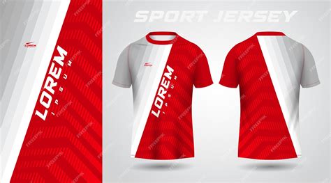 Premium Vector | Red white t-shirt sport jersey design