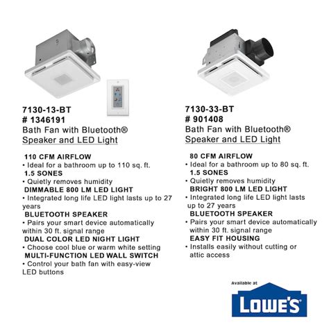 Homewerks 1.5-Sone 80-CFM White Decorative Lighted Bluetooth ...