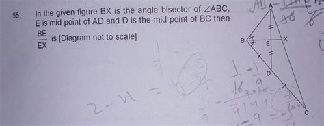 in the given figure bx is the angle bisector of angle ABC ,E is mid ...
