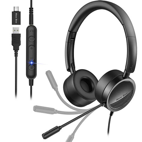 USB Headset with Noise Cancelling Micphone New bee 3.5mm/Computer ...