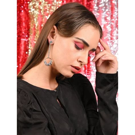 Buy Odette Women Gold Tone Round Drop-Dangle Earrings Online