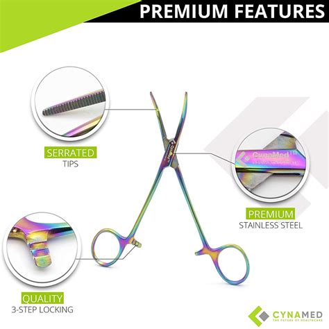 Buy Cynamed Hemostat and Scissors with Multicolor Titanium Coating ...