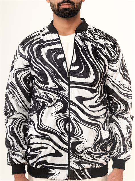 Buy Black & White Marble Printed Velvet Jacket Online | Tistabene