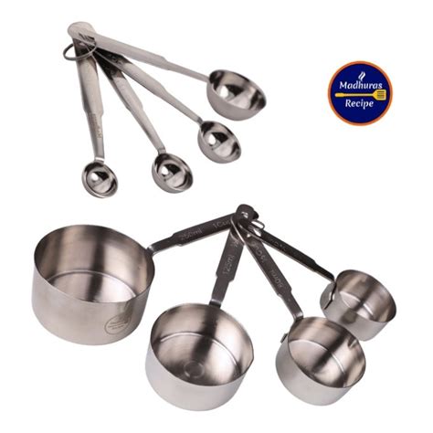 Madhura’s Recipe Stainless Steel Measuring Cups & Spoons set for Cooki ...