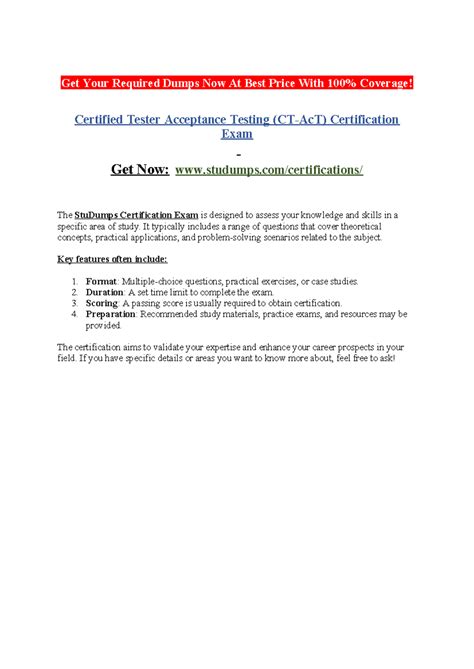 Certified Tester Acceptance Testing (CT-Ac T) Certification Exam - Get ...