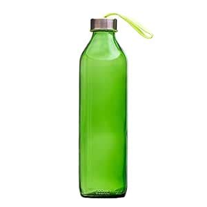 Greendrop Glassware Glass Water Bottle with Stainless Steel Screw Cap ...