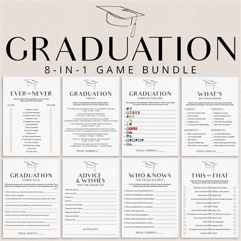 Simple Graduation Party Games Printable Modern Grad Games Class of 2025 ...