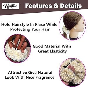 Buy Huntlie 2 Pcs Hair Mogra Scented Rubber band Gajra Hair accessories ...