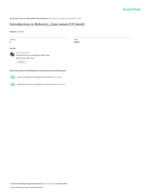 INTRODUCTION TO Robotics Notes - Information Technolgy - Studocu