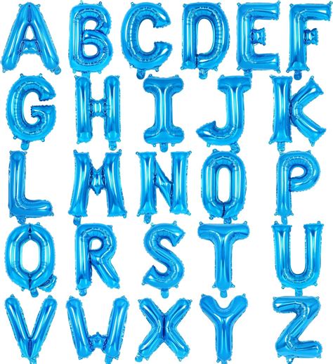 Amazon.com: 26 Pcs Blue Letter Balloons,16 Inch Foil Alphabet Letter ...