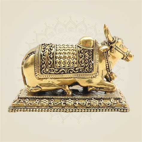 3″ Handcrafted Nandi Brass Statue – Spiritual Home Decor