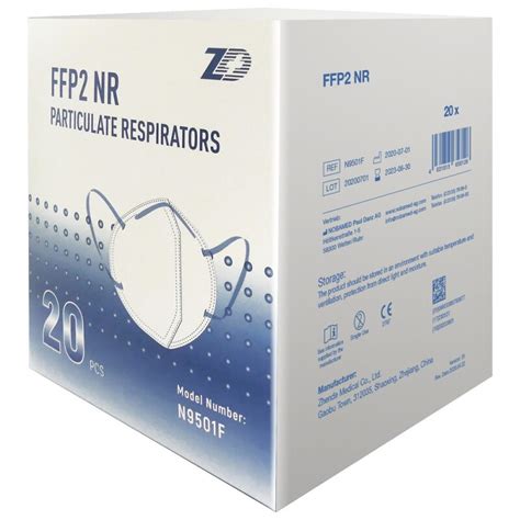 20x Feinstaubmaske nach EN 149:2001 Typ FFP2, ohne Ausatemventil, 56,