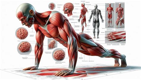 A drawing of a human body with muscles labeled with the brain and brain | Premium AI-generated image