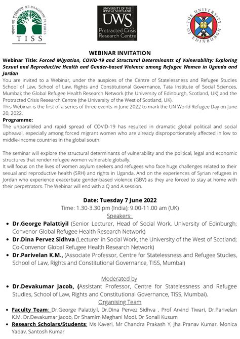 Webinar Series Commemorating World Refugee Day.