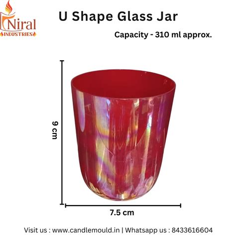 U Shape Glass Jar 310 ml (Red) — Niral Industries